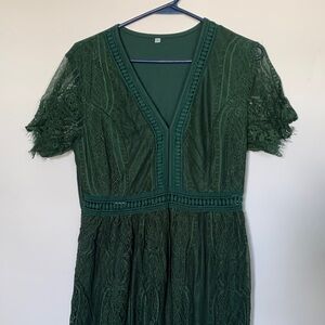 Elegant Green Lace Dress